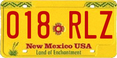NM license plate 018RLZ