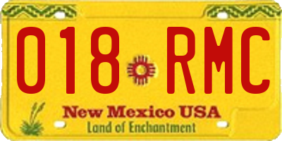 NM license plate 018RMC