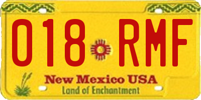 NM license plate 018RMF