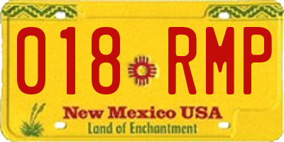 NM license plate 018RMP