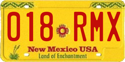 NM license plate 018RMX