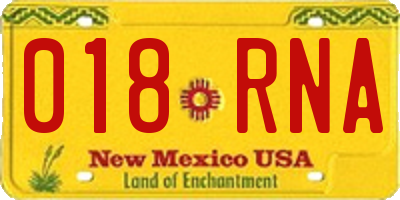 NM license plate 018RNA