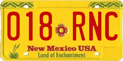NM license plate 018RNC