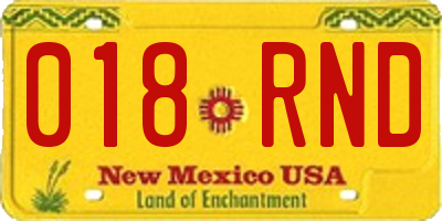 NM license plate 018RND