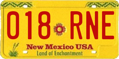 NM license plate 018RNE