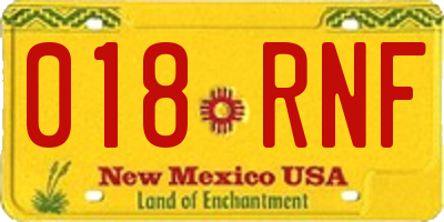 NM license plate 018RNF