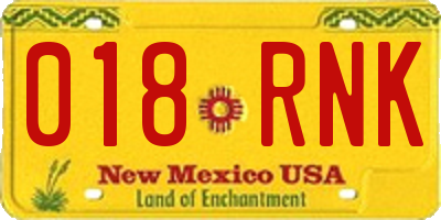 NM license plate 018RNK