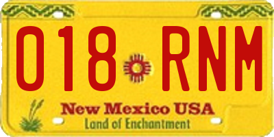 NM license plate 018RNM