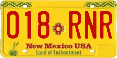 NM license plate 018RNR