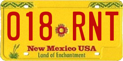 NM license plate 018RNT