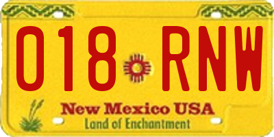 NM license plate 018RNW