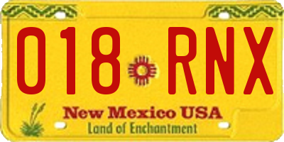 NM license plate 018RNX