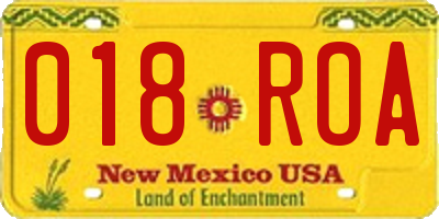 NM license plate 018ROA