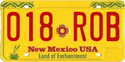 NM license plate 018ROB