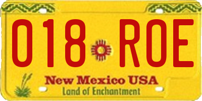 NM license plate 018ROE