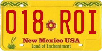 NM license plate 018ROI