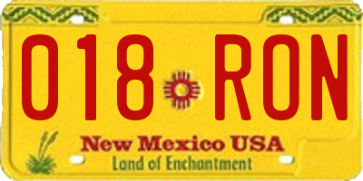 NM license plate 018RON