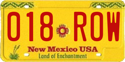 NM license plate 018ROW