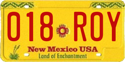 NM license plate 018ROY
