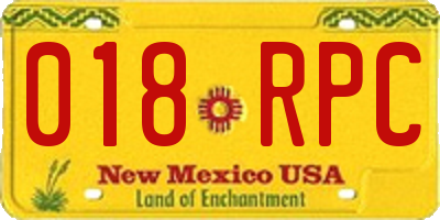 NM license plate 018RPC