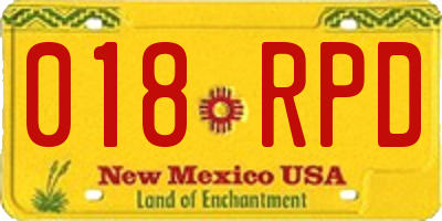 NM license plate 018RPD