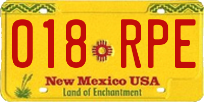 NM license plate 018RPE