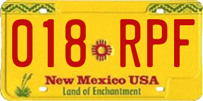 NM license plate 018RPF