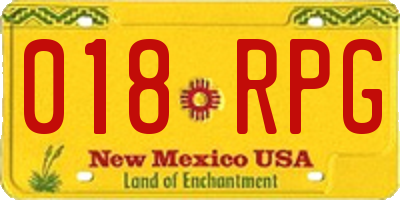 NM license plate 018RPG
