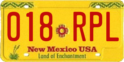 NM license plate 018RPL