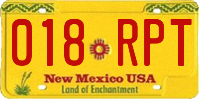 NM license plate 018RPT