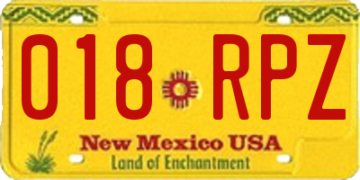 NM license plate 018RPZ