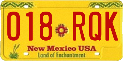 NM license plate 018RQK