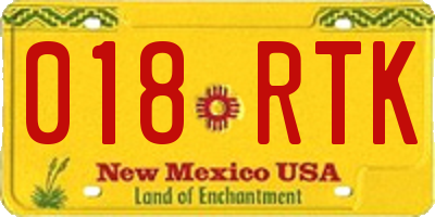 NM license plate 018RTK