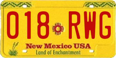 NM license plate 018RWG