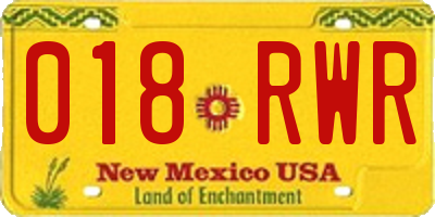 NM license plate 018RWR