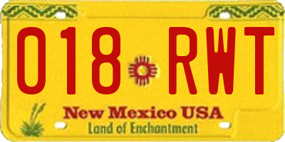 NM license plate 018RWT