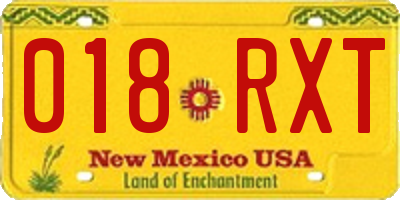 NM license plate 018RXT