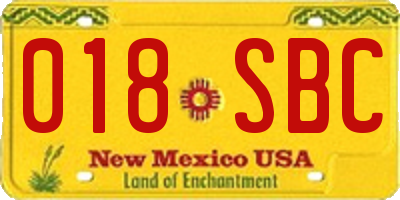 NM license plate 018SBC