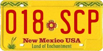 NM license plate 018SCP