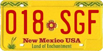 NM license plate 018SGF