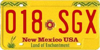 NM license plate 018SGX