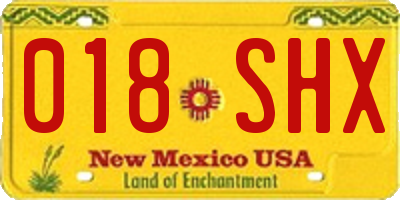 NM license plate 018SHX