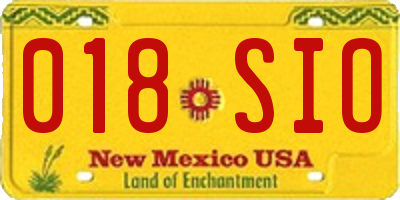 NM license plate 018SIO