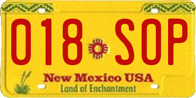 NM license plate 018SOP