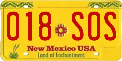 NM license plate 018SOS