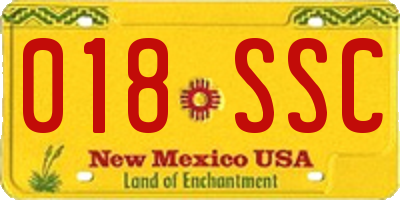 NM license plate 018SSC