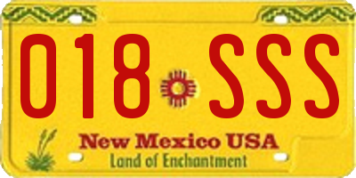NM license plate 018SSS