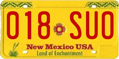 NM license plate 018SUO