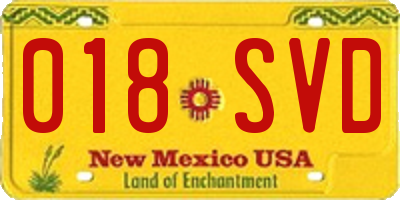NM license plate 018SVD