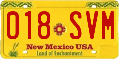 NM license plate 018SVM